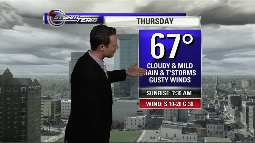 Cloudy, breezy and mild today…rain arrives tonight