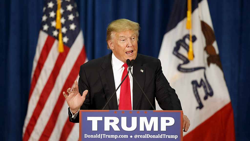 GOP presidential candidate Donald Trump speaks at a campaign rally at the University of Iowa in Iowa City Iowa on Jan. 26 2016