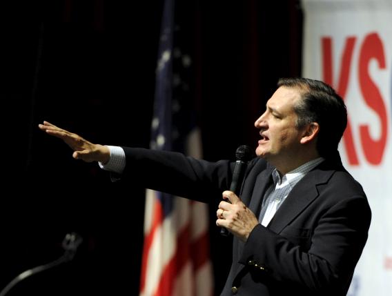 U.S. Republican presidential candidate Senator Ted Cruz speaks at the Kansas Republican Caucus at the Century II Performing Arts and Convention Center in Wichita Kansas