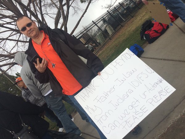 Fans gather outside of Dove Valley