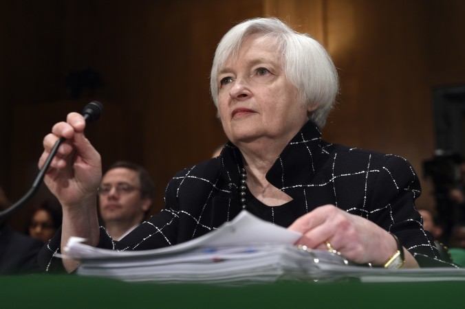 Federal Reserve Board Chair Janet Yellen prepares to testify on Capitol Hill in Washington Thursday Feb. 11 2016 before the Senate Banking Committee hearing on'The Semiannual Monetary Policy Report to the Congress