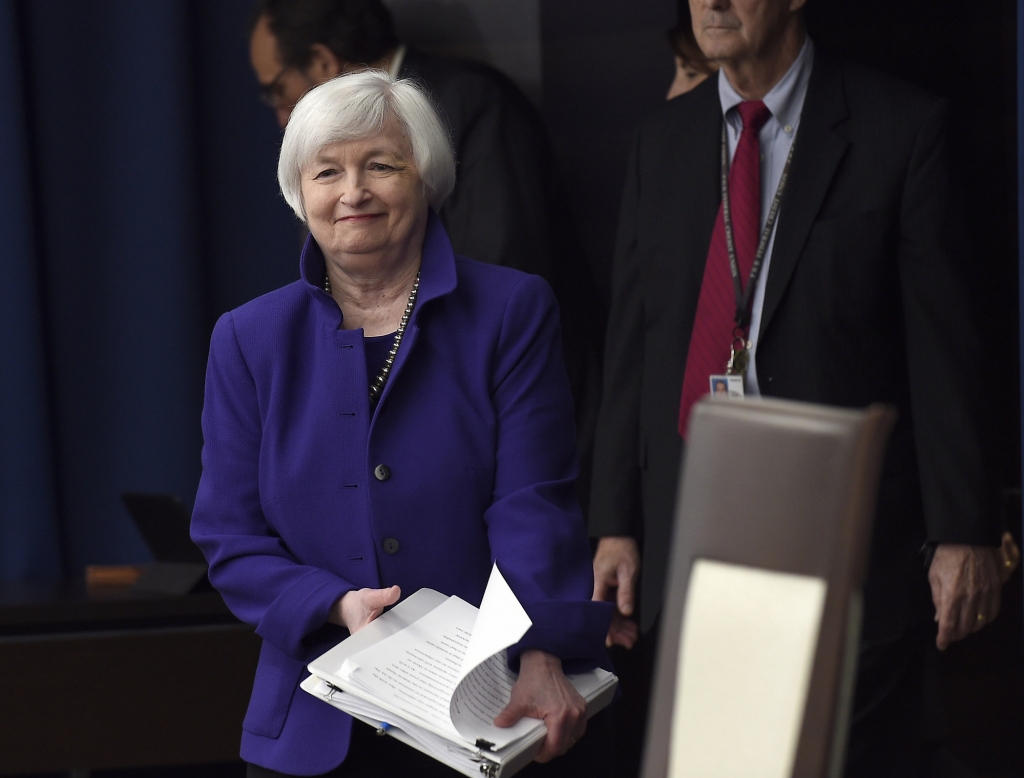 Federal Reserve Chair Janet Yellen arrives for a news conference in Washington to speak following an announcement that the Federal Reserve raised its key interest rate by a quarter-point. The Federal R