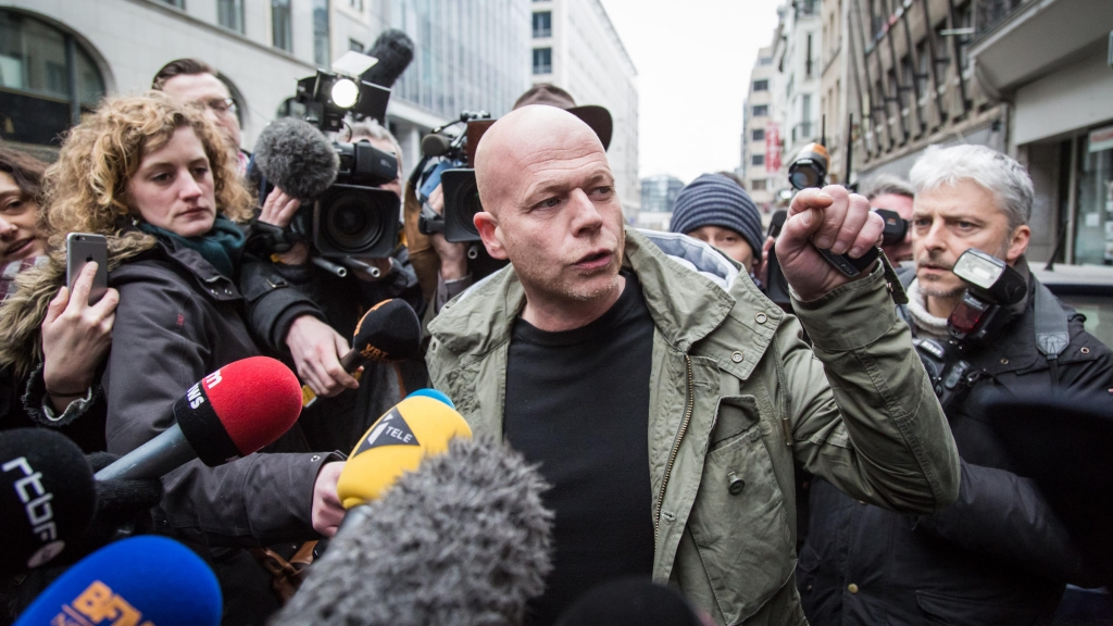 Sven Mary Belgian lawyer of Paris attacks suspect Salah Abdeslam talks to the media outside the building of the Federal Police in Brussels on Saturday. Mary says Abdeslam is fighting extradition to France