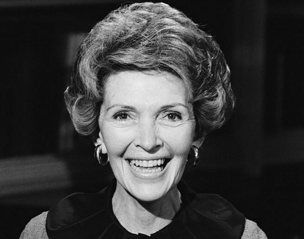 First Lady Nancy Reagan during an interview in the White House Library