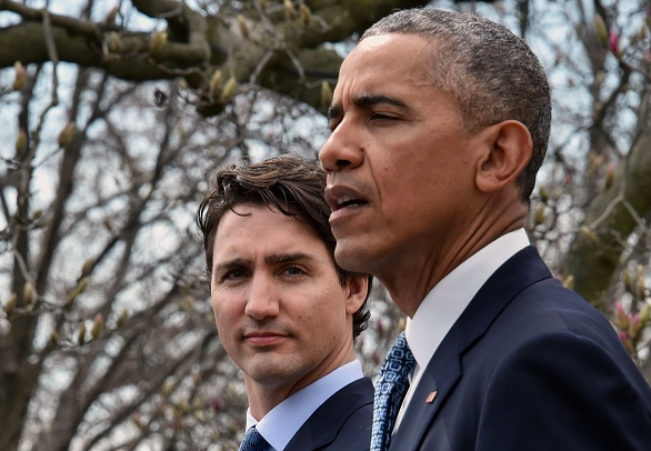 President Barack Obama and Canada's Prime Minister Justin Trudeau attend a press conference in the Rose Garden of the White House