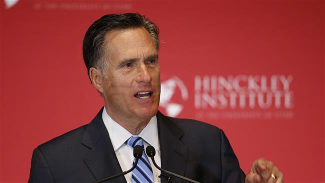 Former Massachusetts Gov. Mitt Romney gives a speech on the state of the Republican Party at the Hinckley Institute of Politics on the campus of the University of Utah