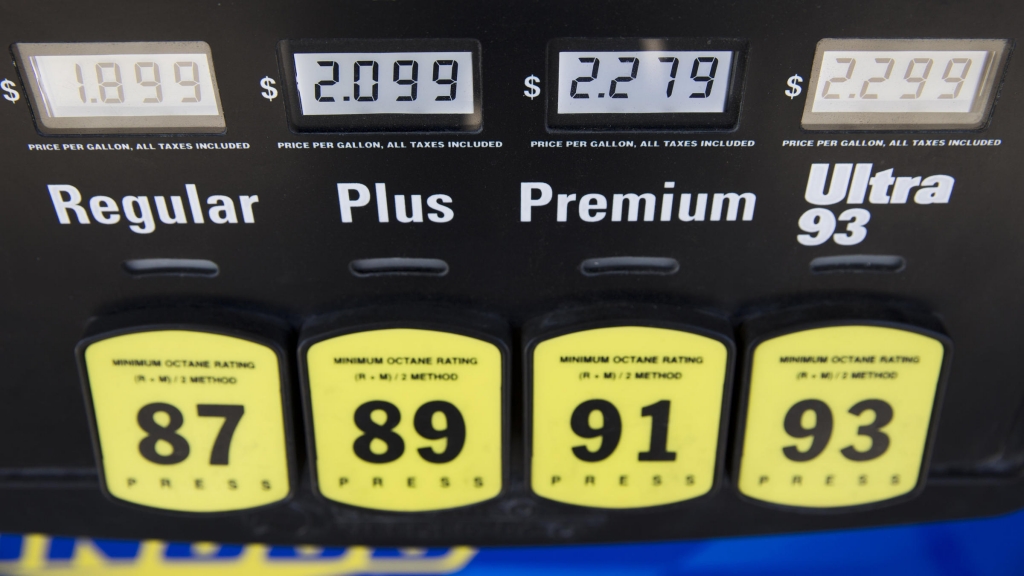 Gasoline prices are displayed at a filling station in Philadelphia