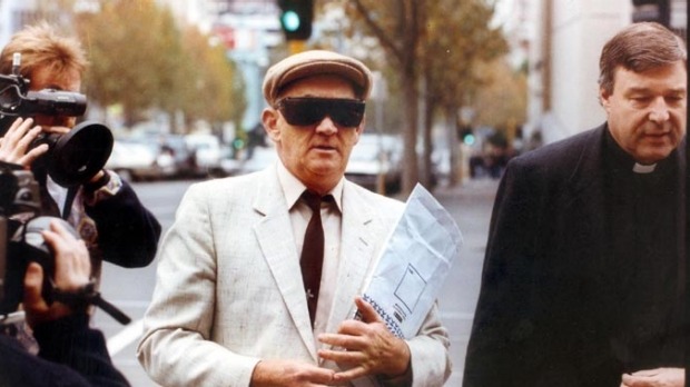 George Pell right and Gerald Ridsdale before a court appearance in 1993