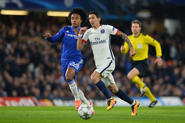 Angel Di Maria runs by Willian