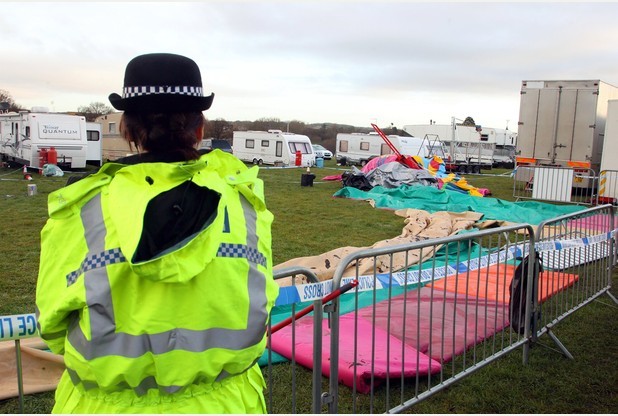 Two arrested after child dies in funfair bouncy castle horror accident