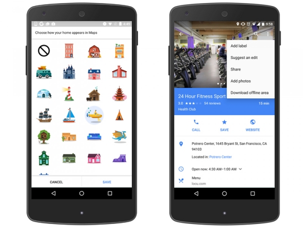 Google Maps 9.22 lets users give nicknames to places, assign sticker icons to home/work