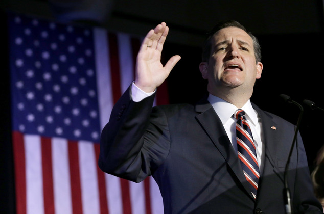 Republican presidential candidate Sen. Ted Cruz R-Texas speaks during an election night watch party Tuesday