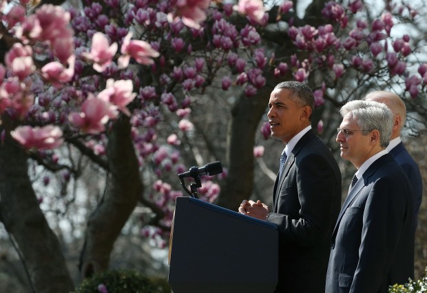 WASHINGTON DC- MARCH 16 US President Barack Obama, nominates Judge Merrick B. Garland, to the US Supreme Court in the Rose Garden at the White House