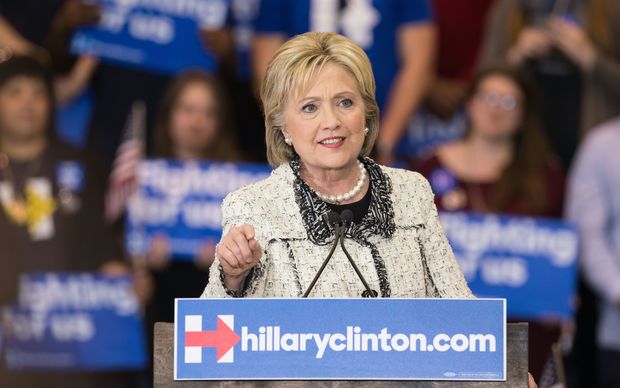 Hillary Clinton addresses a rally in Columbia South Carolina following her sweeping victory in the state's Democratic primary