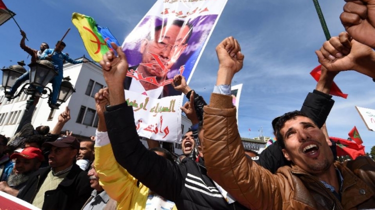 Moroccan protesters demonstrate against statements made by the UN chief earlier in the week regarding the Western Sahara