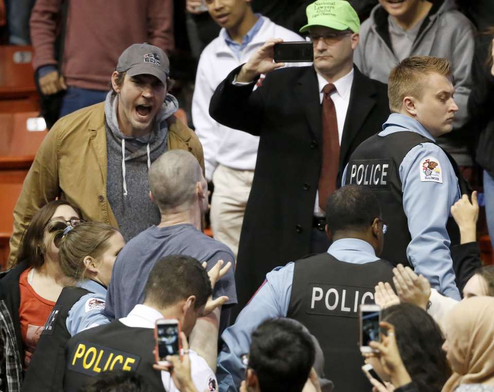 Protesters cheer when Trump rally canceled jeer supporters