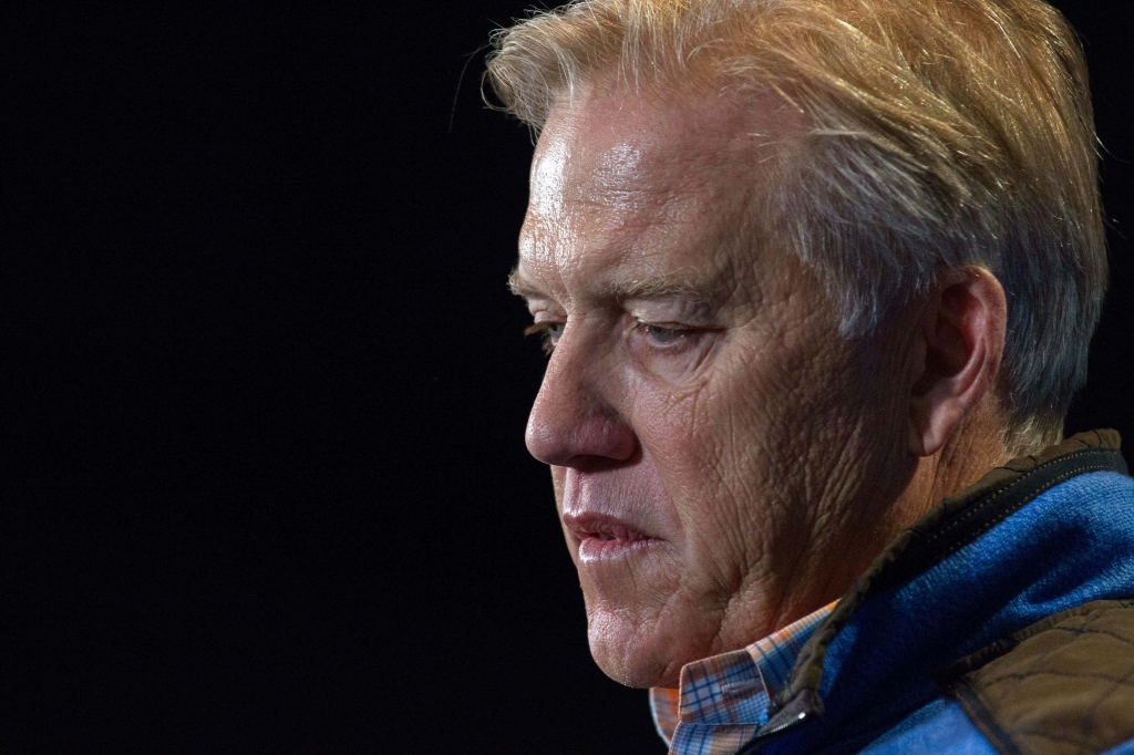 Feb 25 2016 Indianapolis IN USA Denver Broncos executive vice president of football operations and general manager John Elway speaks to the media during the 2016 NFL Scouting Combine at Lucas Oil Stadium. Mandatory Credit Trevor Ruszkowski-USA TODAY