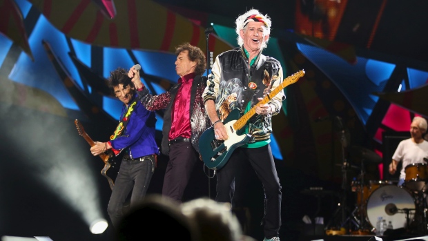 Keith Richards right Mick Jagger centre and Ronnie Wood opened their first-ever show in Cuba with Jumpin&#39 Jack Flash