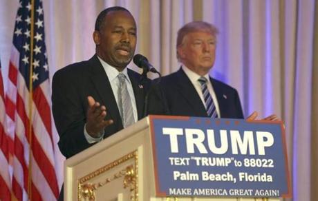 Former Republican presidential candidate Ben Carson spoke