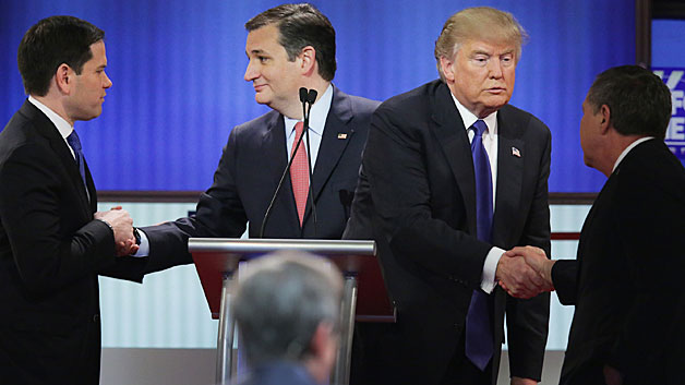 Marco Rubio Ted Cruz Donald Trump and John Kasich after their debate