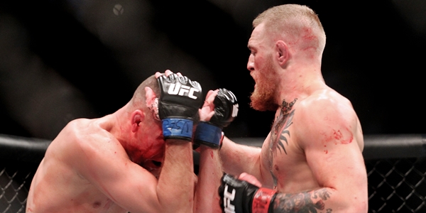 Nate Diaz in action against Conor Mc Gregor 5/3/2016