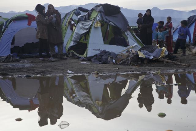 Migrants are seen in Greece