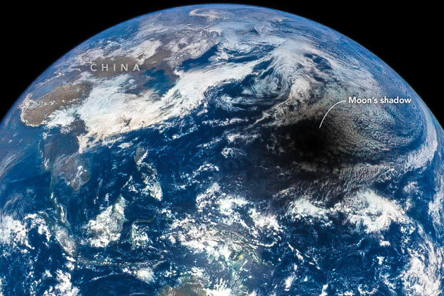 NASA
The moon's shadow over Earth during the 2016 total solar eclipse