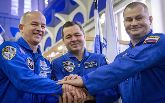 NASA astroanaut Jeff Williams and cosmonauts Oleg Skripochka and Alexey Ovchinin arrived at the space station on March 19 six hours after launch