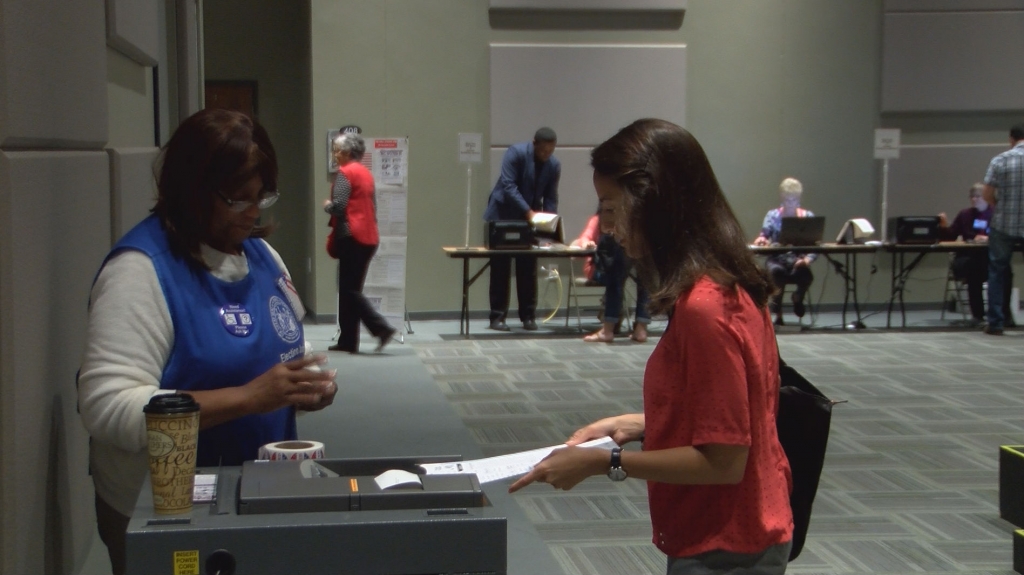 NHC voter casting her vote on Tuesday morning