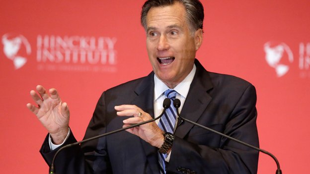 Former Republican presidential candidate Mitt Romney weighs in on the Republican presidential race during a speech at the University of Utah Thursday