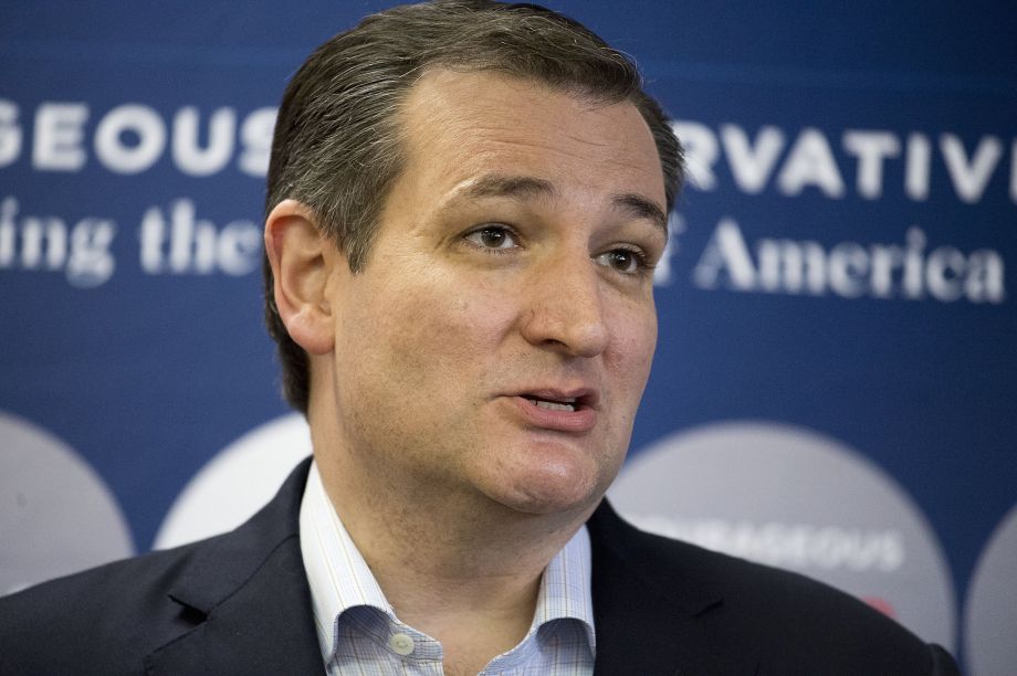 Republican presidential candidate Sen. Ted Cruz R-Texas speaks to members of the media before a campaign appearance Monday Feb. 29 2016 in San Antonio