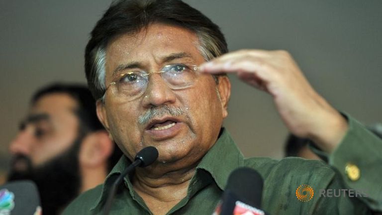 Pakistan's former President Pervez Musharraf speaks during a news conference in Dubai