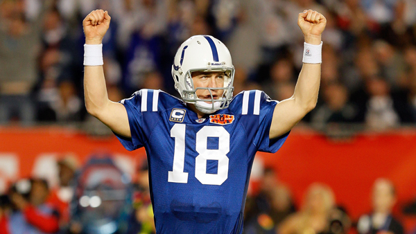 Peyton Manning with the Indianapolis Colts in Super Bowl XLIV