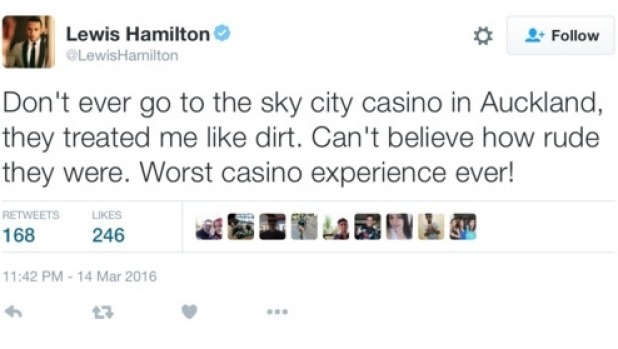 Lewis Hamilton blasts SkyCity Casino