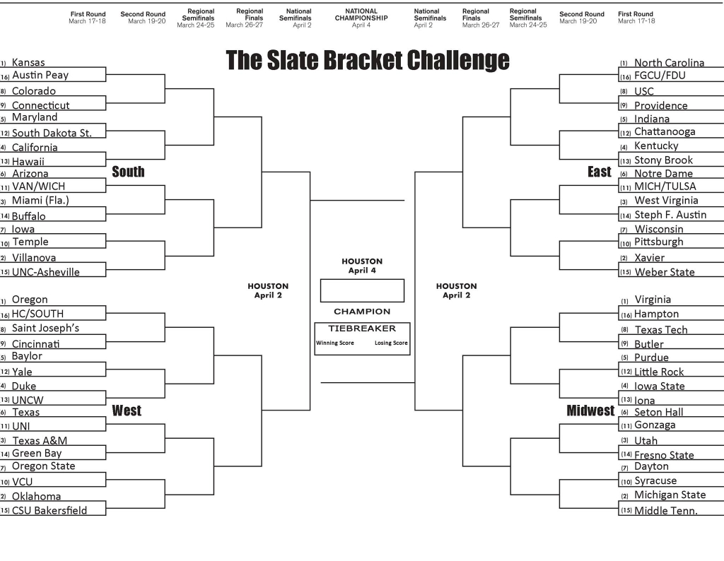 Thomas Witmer- Asst. Art Director  The Slate The NCAA tournament round of 64 is set to begin Thursday