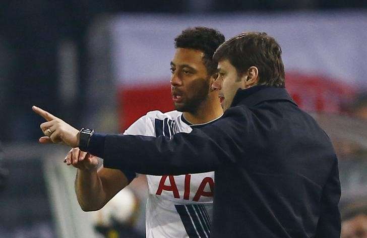 Football Soccer- Borussia Dortmund v Tottenham Hotspur- UEFA Europa League Round of 16 First Leg- Signal Iduna Park Dortmund Germany- 10/3/16 Tottenham manager Mauricio Pochettino with Mousa Dembele as he prepares to come on. Reuters  Wolfgang Rattay