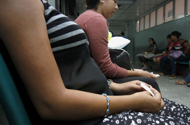 Pregnant women infected by the Zika virus wait to be attended to in Cucuta Colombia