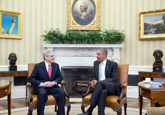 President Barack Obama meets with Chief Judge Merrick B. Garland in the Oval Office