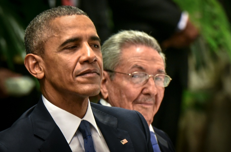 AFP  Adalberto Roque Cuban President Raul Castro and his US counterpart Barack Obama attend a state dinner at the Revolution Palace in Havana