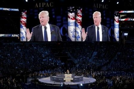 Donald Trump plays the politician and wins cheers from pro-Israel group