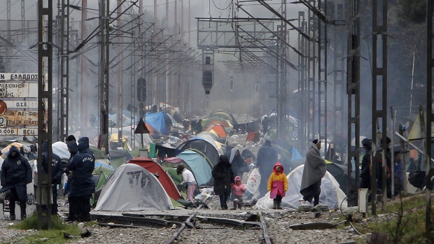 Migrants near Greece and Macedonia border