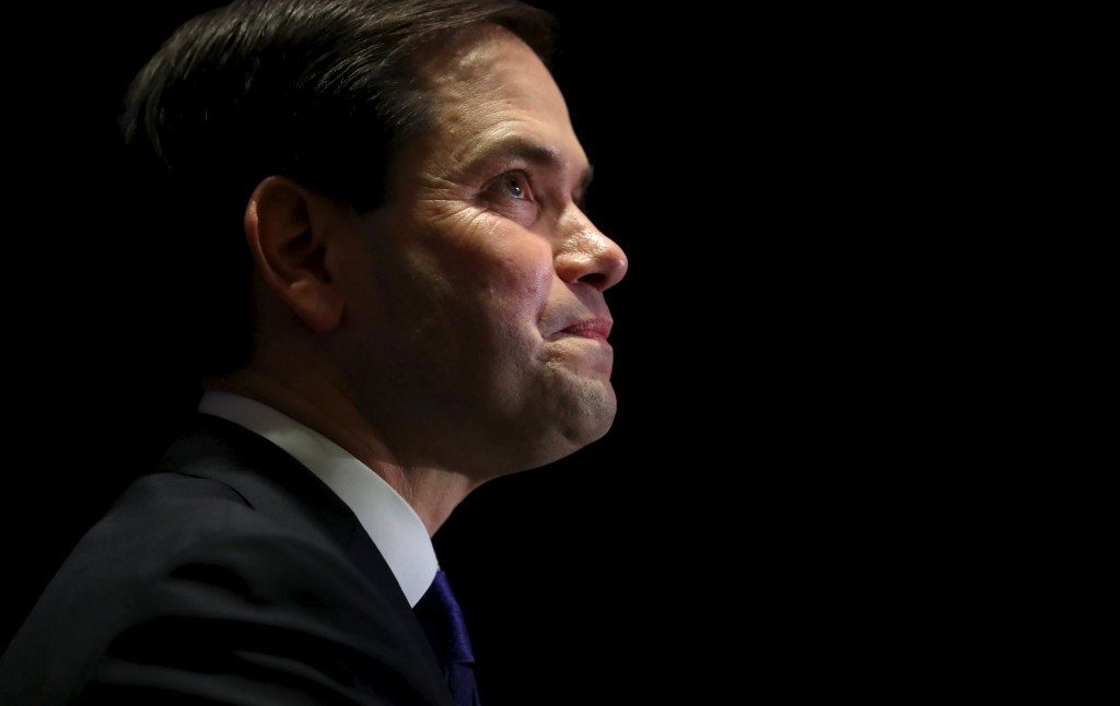 Republican U.S. presidential candidate Marco Rubio announces the suspension of his presidential campaign on Tuesday night