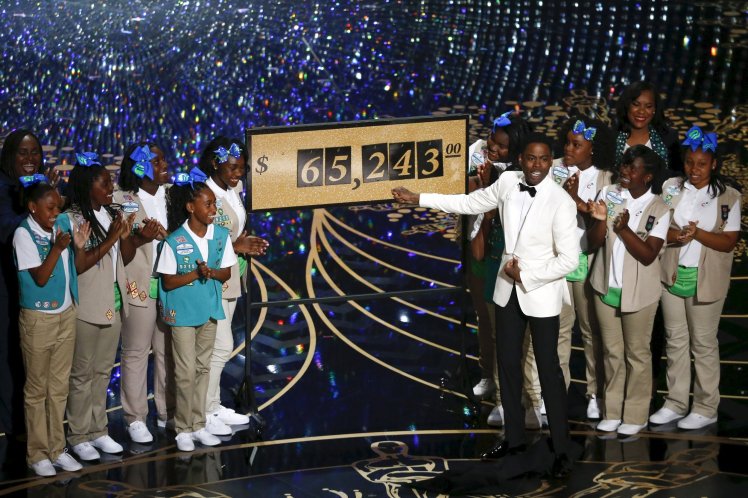 Chris Rock hosted and sold his daughters Girl Scout cookies at the Oscars event