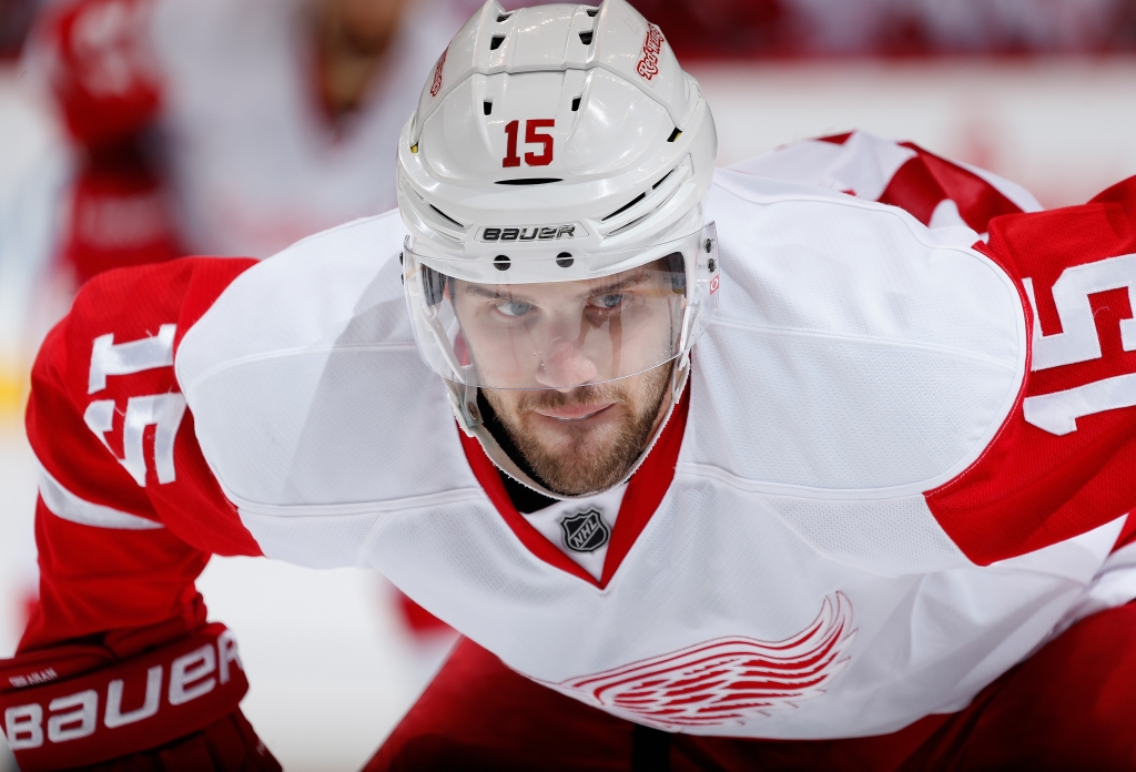 Riley Sheahan #15 of the Detroit Red Wings. FILE