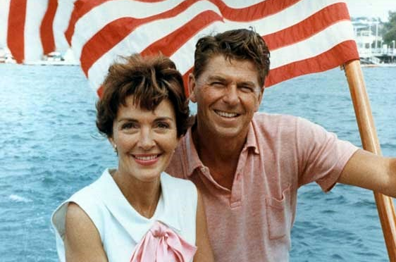 Ronald Reagan and Nancy Reagan aboard a boat in California 1964