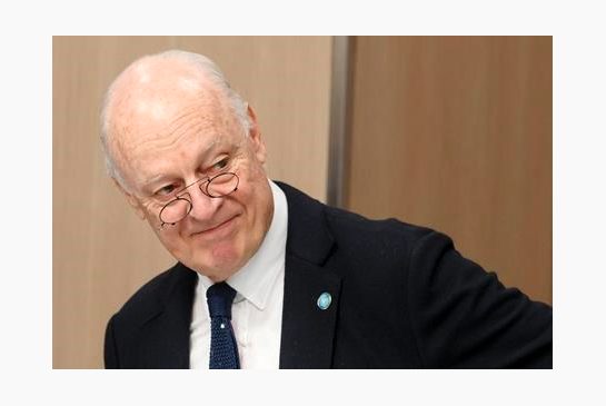 UN Special Envoy of the Secretary General for Syria Staffan de Mistura attends a new round of negotiations between the Syrian government and U.N. at the European headquarters of the United Nations in Geneva Switzerland Friday