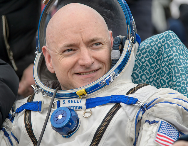 Scott Kelly sits outside the Soyuz spacecraft after landing Tuesday. Credit NASA  Bill Ingalls