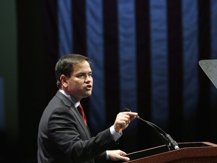 Republican presidential candidate Sen. Marco Rubio R Fla. addresses the Sunshine Summit in Orlando Fla. Friday Nov. 13 2015