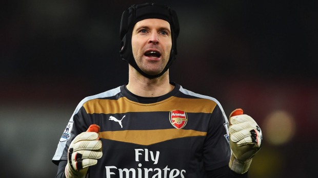 Sidelined Petr Cech of Arsenal