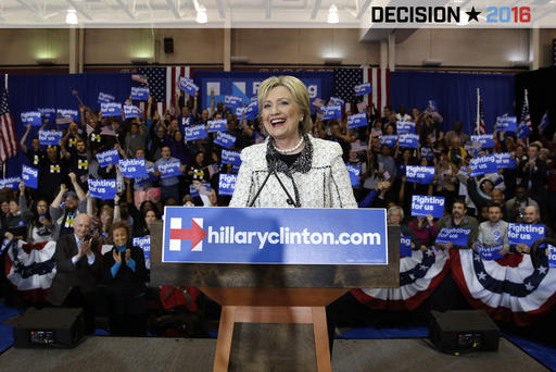 Democratic U.S. presidential candidate Hillary Clinton speaks about the results of the South Carolina primary to supporters at a primary night party in Columbia S.C. on Feb. 27 2016